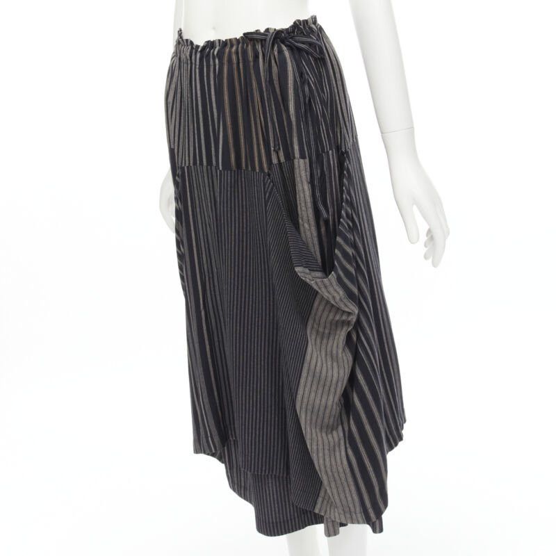 Comme des Garcons COMME DES GARCONS 1980's Vintage grey stripes deconstructed draped layered skirt Size 27" / US 4 / IT 40 - 7 Thumbnail