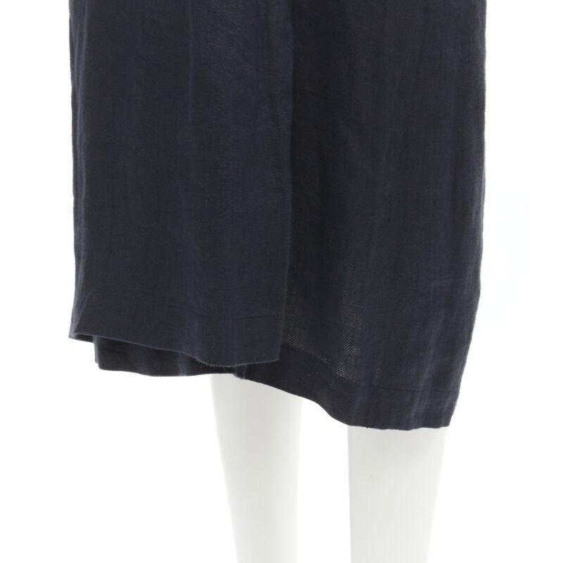 Comme des Garcons COMME DES GARCONS Vintage black linen one shoulder sash button dungaree skirt S Size 26" / US 2 / IT 38 - 8 Thumbnail
