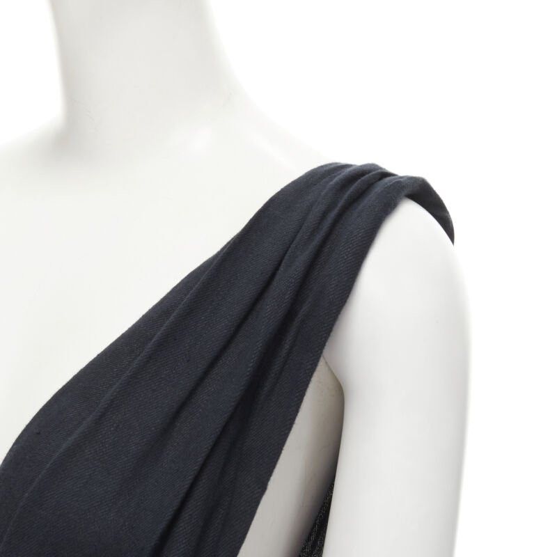 Comme des Garcons COMME DES GARCONS Vintage black linen one shoulder sash button dungaree skirt S Size 26" / US 2 / IT 38 - 7 Thumbnail