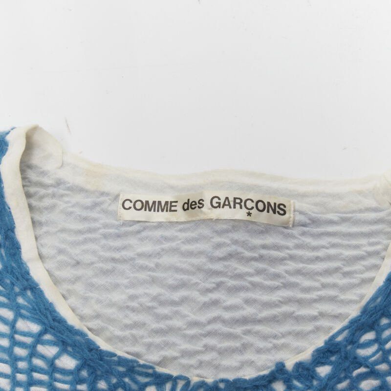 Comme des Garcons COMME DES GARCONS 1980's Vintage blue wool weave embroidered cropped top M Size XS / US 0-2 / IT 36-38 - 9 Thumbnail