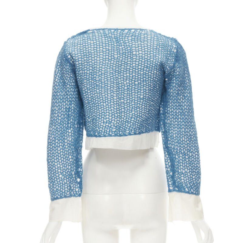 Comme des Garcons COMME DES GARCONS 1980's Vintage blue wool weave embroidered cropped top M Size XS / US 0-2 / IT 36-38 - 5 Thumbnail