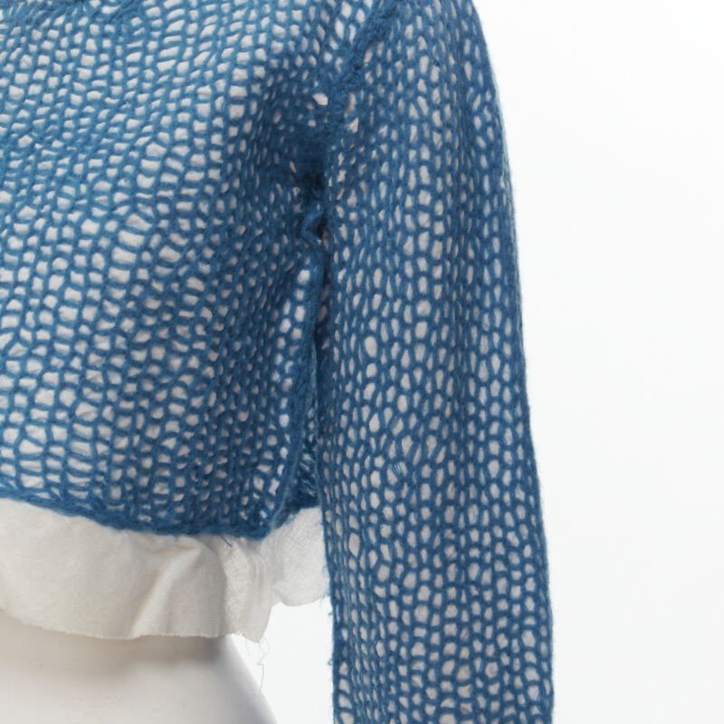 Comme des Garcons COMME DES GARCONS 1980's Vintage blue wool weave embroidered cropped top M Size XS / US 0-2 / IT 36-38 - 2 Thumbnail