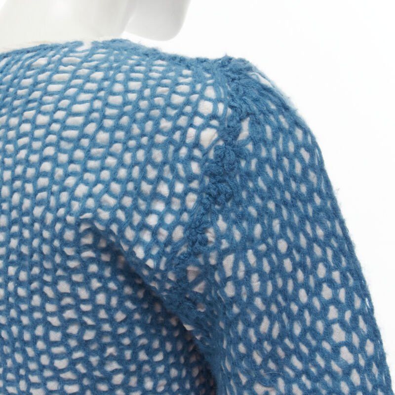 Comme des Garcons COMME DES GARCONS 1980's Vintage blue wool weave embroidered cropped top M Size XS / US 0-2 / IT 36-38 - 7 Thumbnail
