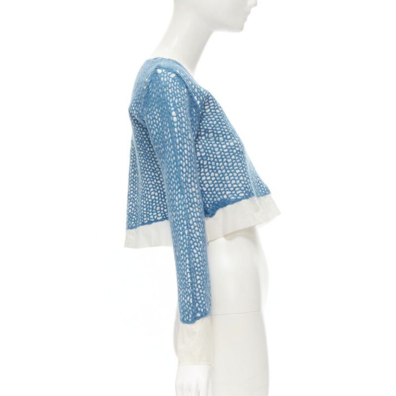 Comme des Garcons COMME DES GARCONS 1980's Vintage blue wool weave embroidered cropped top M Size XS / US 0-2 / IT 36-38 - 4 Thumbnail