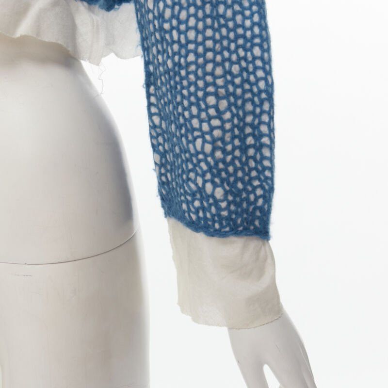 Comme des Garcons COMME DES GARCONS 1980's Vintage blue wool weave embroidered cropped top M Size XS / US 0-2 / IT 36-38 - 8 Thumbnail