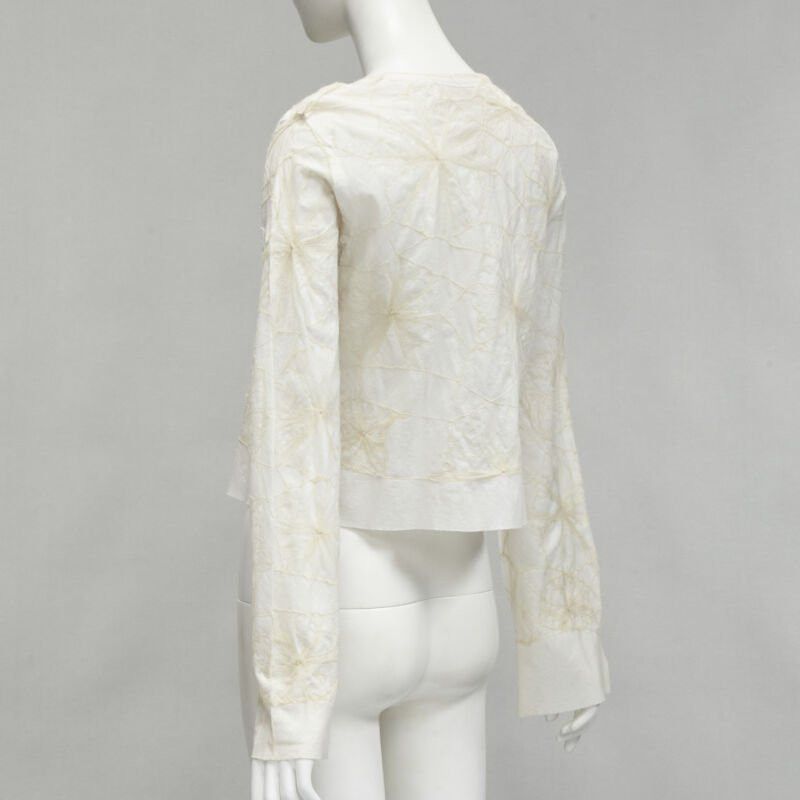 Comme des Garcons rare COMME DES GARCONS Vintage white linen floral web embroidery crop top S Size M / US 6-8 / IT 42-44 - 6 Thumbnail