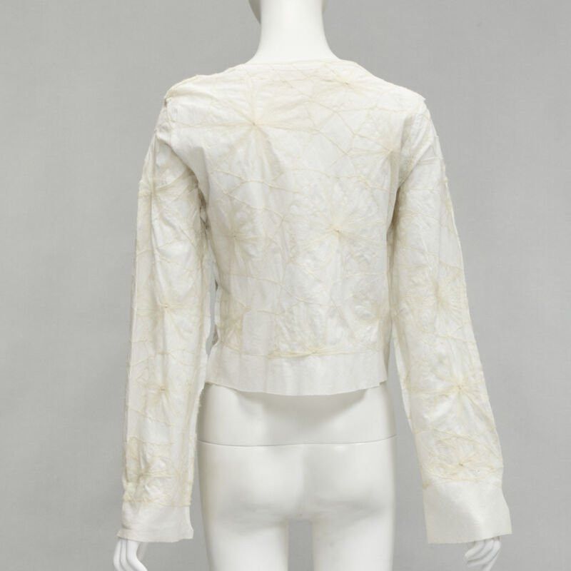 Comme des Garcons rare COMME DES GARCONS Vintage white linen floral web embroidery crop top S Size M / US 6-8 / IT 42-44 - 5 Thumbnail