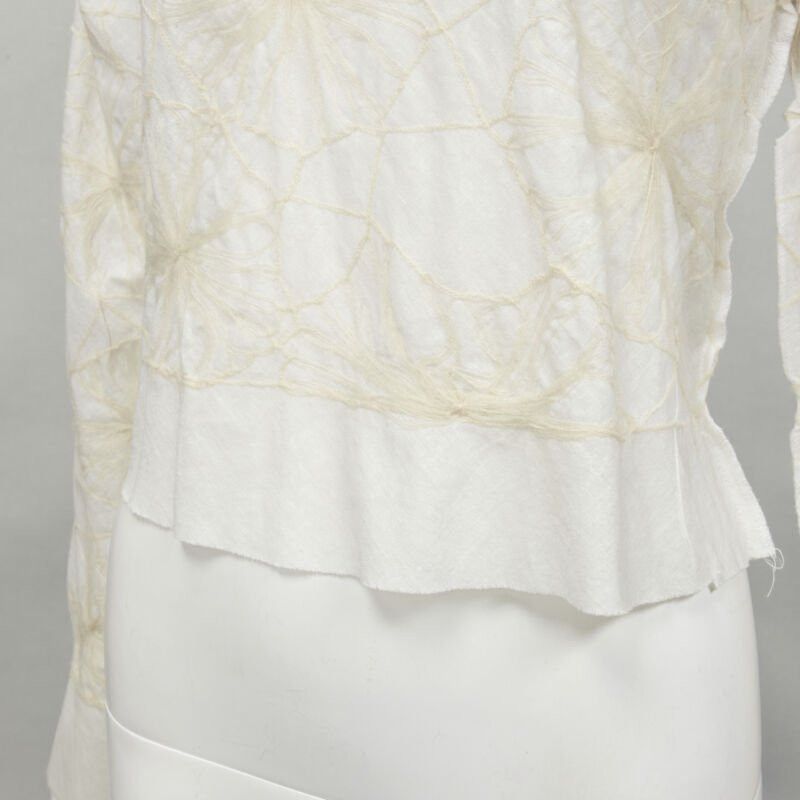 Comme des Garcons rare COMME DES GARCONS Vintage white linen floral web embroidery crop top S Size M / US 6-8 / IT 42-44 - 2 Thumbnail