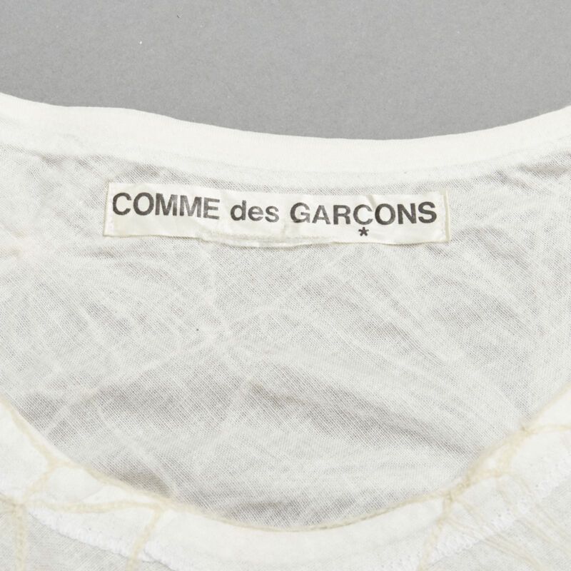 Comme des Garcons rare COMME DES GARCONS Vintage white linen floral web embroidery crop top S Size M / US 6-8 / IT 42-44 - 8 Thumbnail
