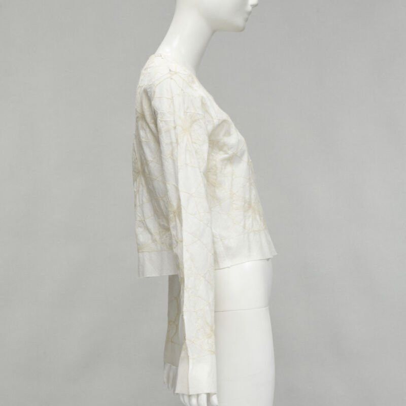 Comme des Garcons rare COMME DES GARCONS Vintage white linen floral web embroidery crop top S Size M / US 6-8 / IT 42-44 - 4 Thumbnail