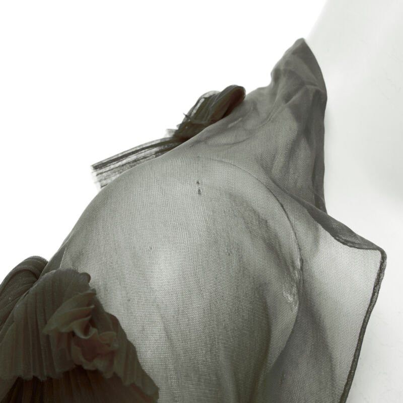 Comme des Garcons COMME DES GARCONS 1990 Vintage Runway grey sheer pleated ruffle gloves shrug Size M / US 6-8 / IT 42-44 - 8 Thumbnail