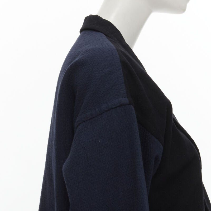 Comme des Garcons COMME DES GARCONS 1980's Vintage deconstructed black navy drape front blazer M Size M / US 6-8 / IT 42-44 - 7 Thumbnail