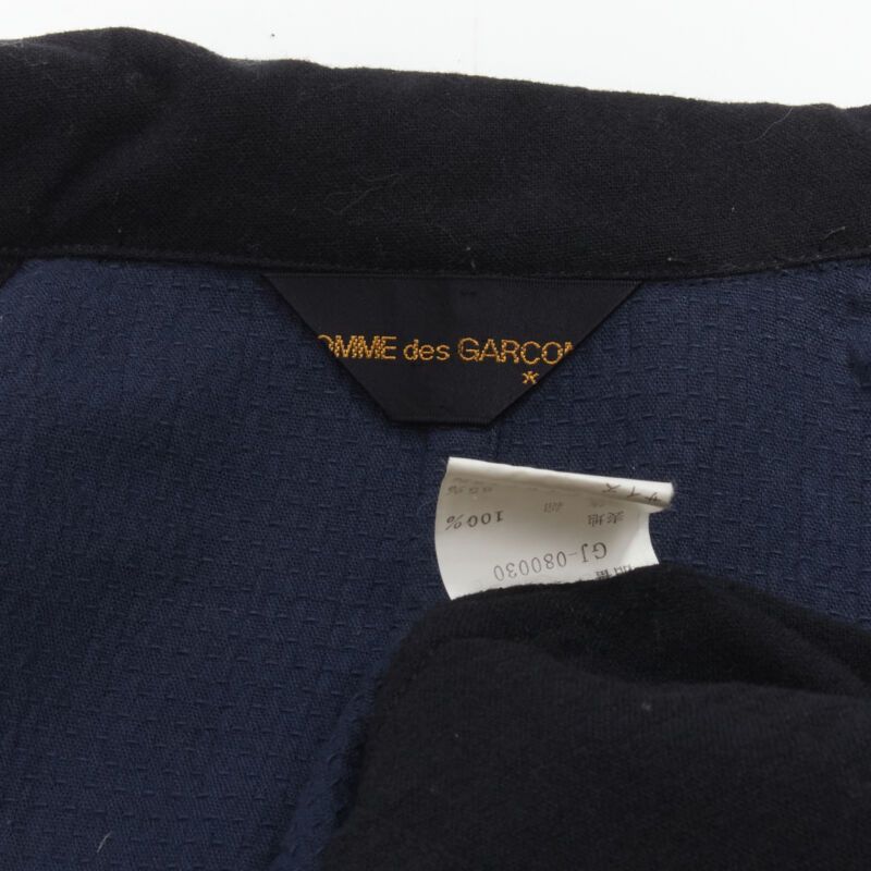 Comme des Garcons COMME DES GARCONS 1980's Vintage deconstructed black navy drape front blazer M Size M / US 6-8 / IT 42-44 - 8 Thumbnail