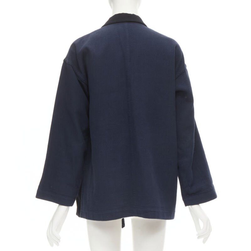 Comme des Garcons COMME DES GARCONS 1980's Vintage deconstructed black navy drape front blazer M Size M / US 6-8 / IT 42-44 - 5 Thumbnail