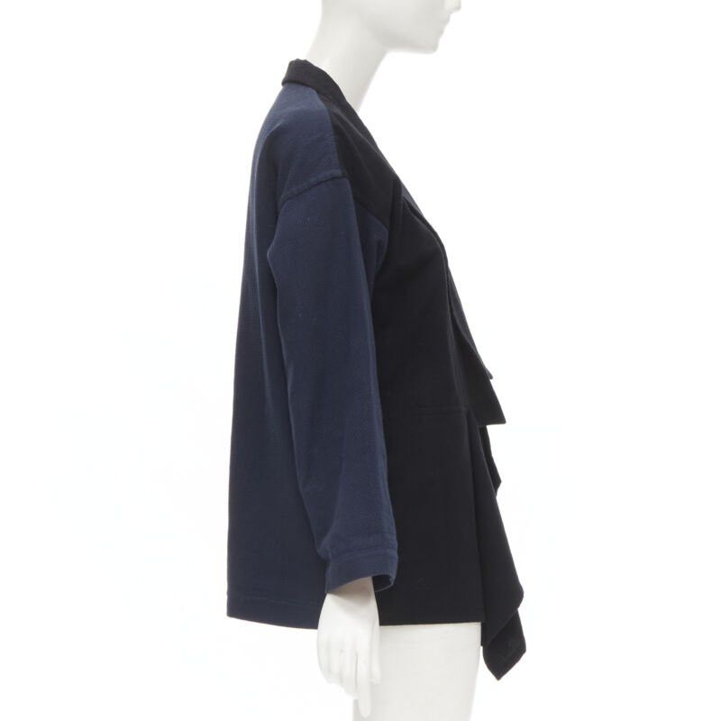 Comme des Garcons COMME DES GARCONS 1980's Vintage deconstructed black navy drape front blazer M Size M / US 6-8 / IT 42-44 - 4 Thumbnail
