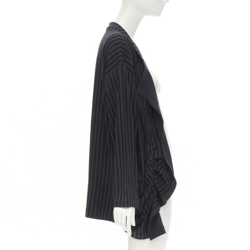 Comme des Garcons COMME DES GARCONS 1980's Vintage grey black striped wool draped front jacket M Size M / US 6-8 / IT 42-44 - 5 Thumbnail