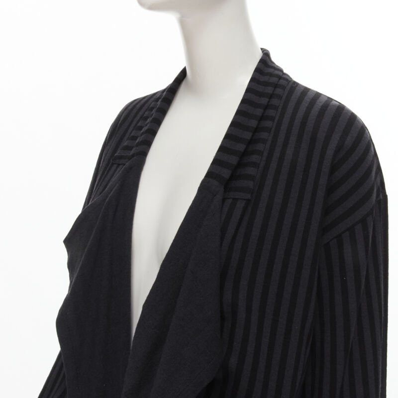 Comme des Garcons COMME DES GARCONS 1980's Vintage grey black striped wool draped front jacket M Size M / US 6-8 / IT 42-44 - 2 Thumbnail
