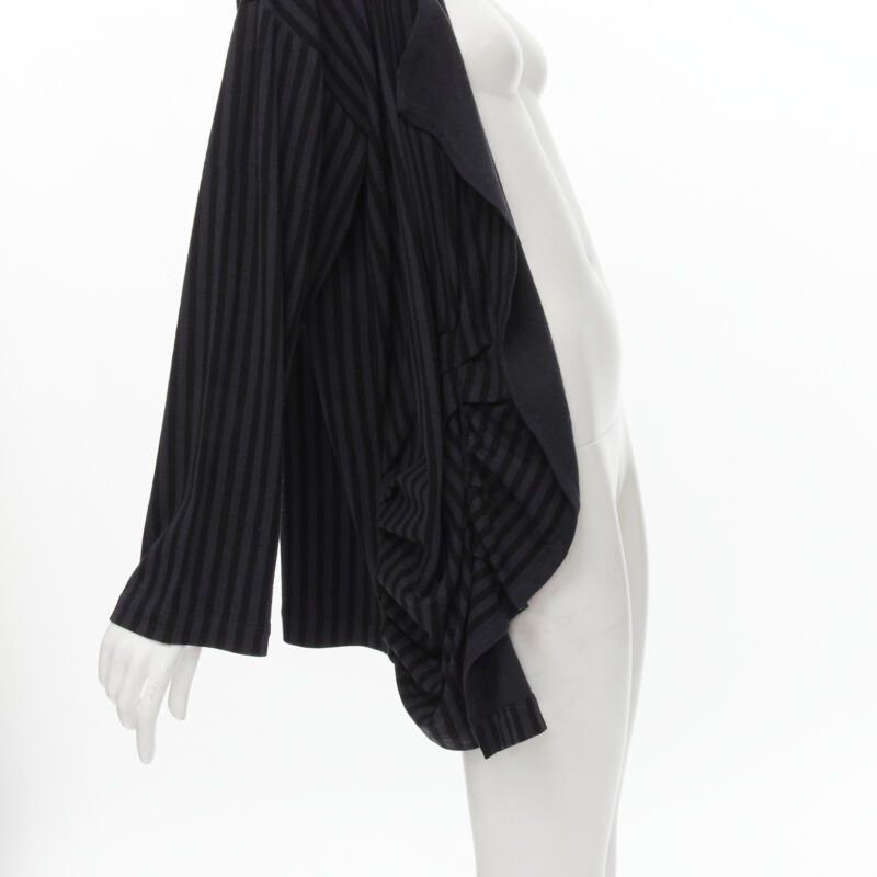 Comme des Garcons COMME DES GARCONS 1980's Vintage grey black striped wool draped front jacket M Size M / US 6-8 / IT 42-44 - 7 Thumbnail