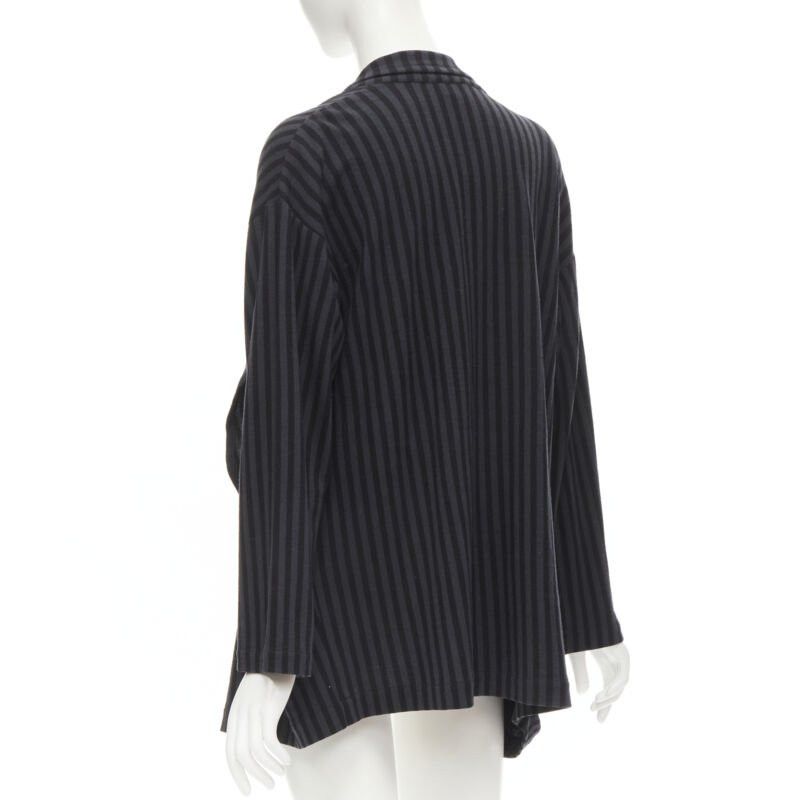 Comme des Garcons COMME DES GARCONS 1980's Vintage grey black striped wool draped front jacket M Size M / US 6-8 / IT 42-44 - 6 Thumbnail