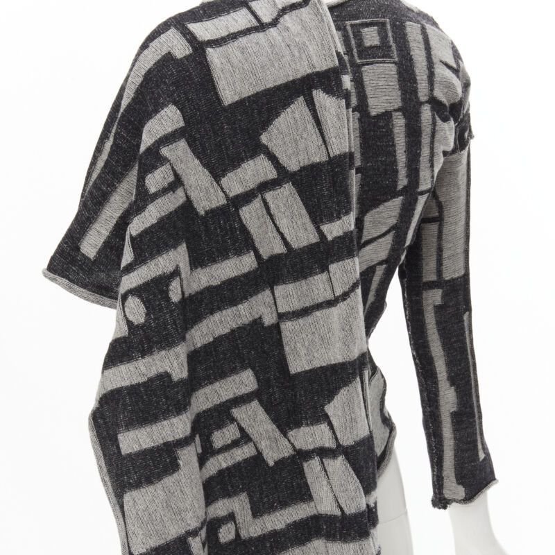 Comme des Garcons COMME DES GARCONS 1980's Vintage grey abstract wool intarsia wrap scarf cardigan Size M / US 6-8 / IT 42-44 - 8 Thumbnail