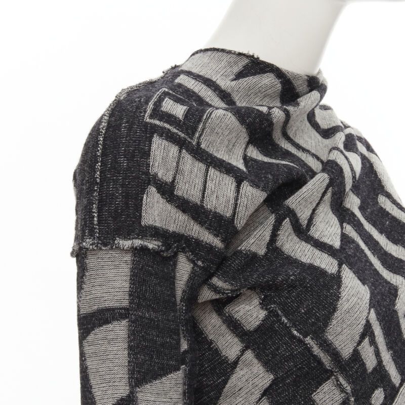 Comme des Garcons COMME DES GARCONS 1980's Vintage grey abstract wool intarsia wrap scarf cardigan Size M / US 6-8 / IT 42-44 - 7 Thumbnail