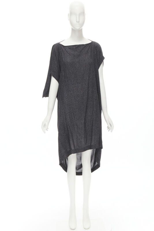 Comme des Garcons COMME DES GARCONS 1980's Vintage grey chevron asymmetric draped cocoon dress Size M / US 6-8 / IT 42-44 - 10 Thumbnail