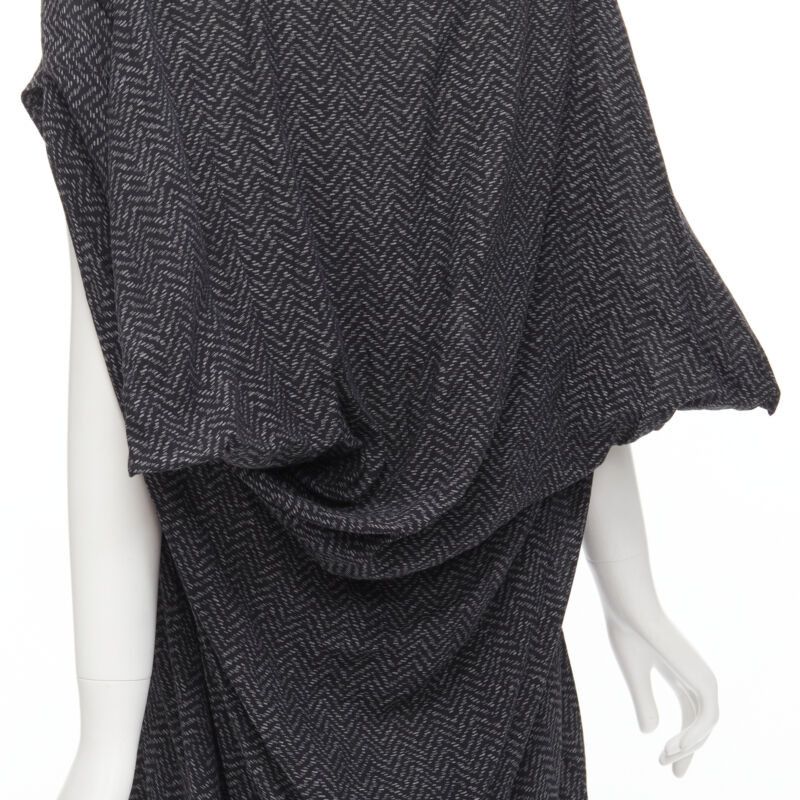Comme des Garcons COMME DES GARCONS 1980's Vintage grey chevron asymmetric draped cocoon dress Size M / US 6-8 / IT 42-44 - 6 Thumbnail
