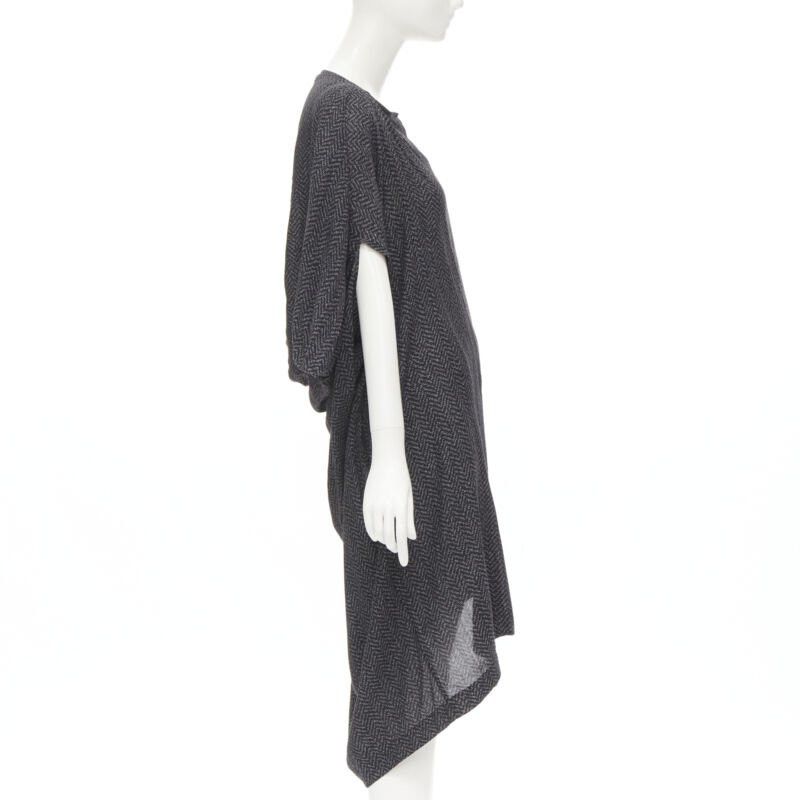 Comme des Garcons COMME DES GARCONS 1980's Vintage grey chevron asymmetric draped cocoon dress Size M / US 6-8 / IT 42-44 - 4 Thumbnail