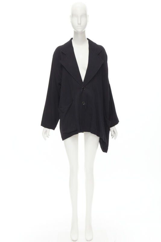Comme des Garcons COMME DES GARCONS 1980's Vintage black wool wide cut oversized asymmetric blazer Size M / US 6-8 / IT 42-44 - 9 Thumbnail