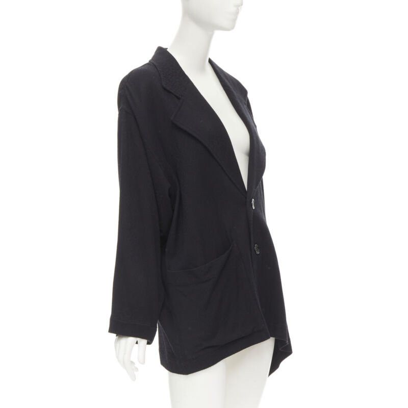 Comme des Garcons COMME DES GARCONS 1980's Vintage black wool wide cut oversized asymmetric blazer Size M / US 6-8 / IT 42-44 - 3 Thumbnail