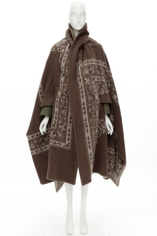 Comme des Garcons rare COMME DES GARCONS 2009 Runway brown ethnic wool cashmere blanket cocoon M Size M / US 6-8 / IT 42-44 - 12 Thumbnail