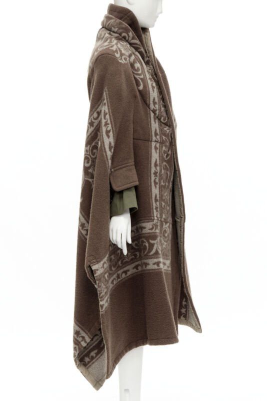Comme des Garcons rare COMME DES GARCONS 2009 Runway brown ethnic wool cashmere blanket cocoon M Size M / US 6-8 / IT 42-44 - 4 Thumbnail