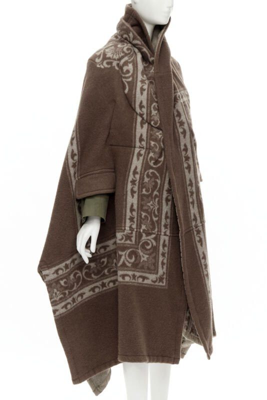 Comme des Garcons rare COMME DES GARCONS 2009 Runway brown ethnic wool cashmere blanket cocoon M Size M / US 6-8 / IT 42-44 - 3 Thumbnail