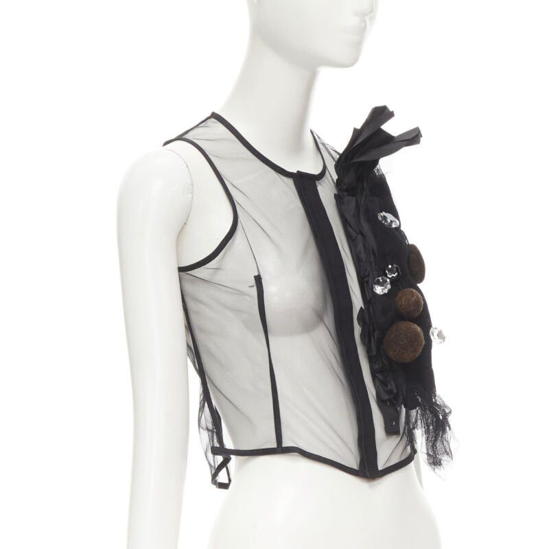 Comme des Garcons rare COMME DES GARCONS Vintage 2004 Runway crystals felt balls sheer vest S Size S / US 4 / IT 40 - 3 Thumbnail