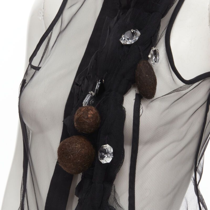 Comme des Garcons rare COMME DES GARCONS Vintage 2004 Runway crystals felt balls sheer vest S Size S / US 4 / IT 40 - 2 Thumbnail