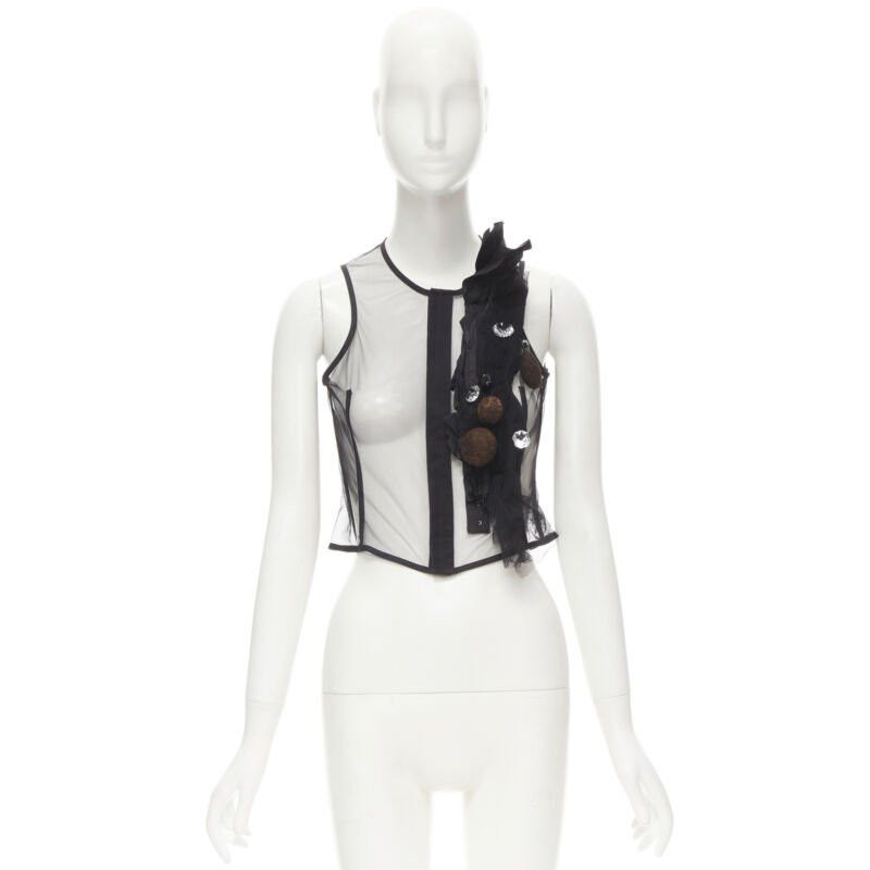 Comme des Garcons rare COMME DES GARCONS Vintage 2004 Runway crystals felt balls sheer vest S Size S / US 4 / IT 40 - 10 Thumbnail