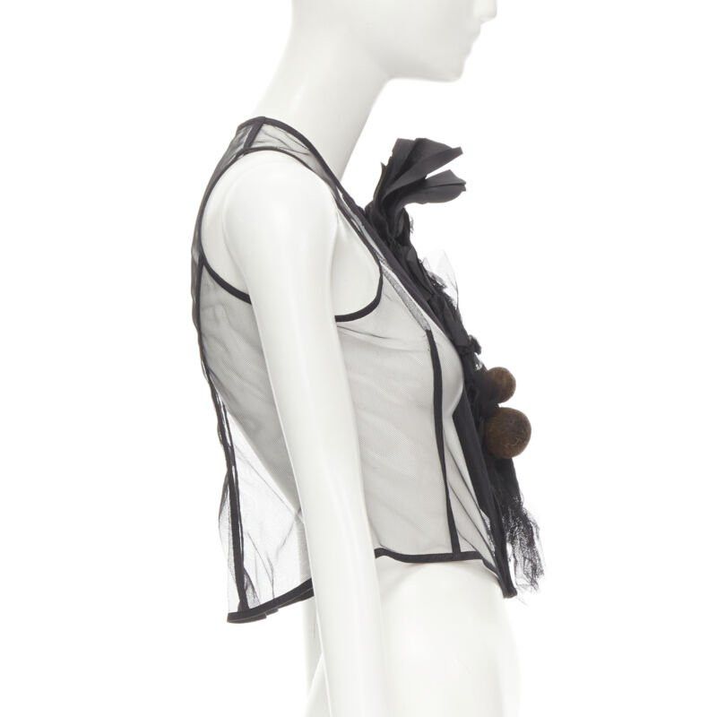 Comme des Garcons rare COMME DES GARCONS Vintage 2004 Runway crystals felt balls sheer vest S Size S / US 4 / IT 40 - 4 Thumbnail