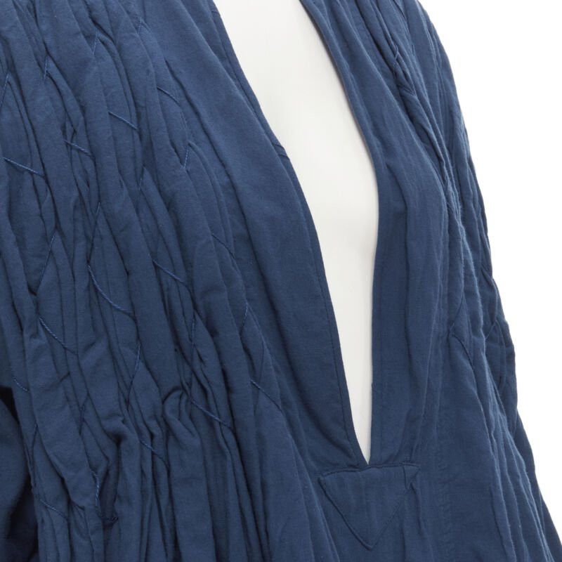 Comme des Garcons COMME DES GARCONS 1980's Vintage blue shirred stitch top layered checked skirt M Size ONE SIZE - 5 Thumbnail