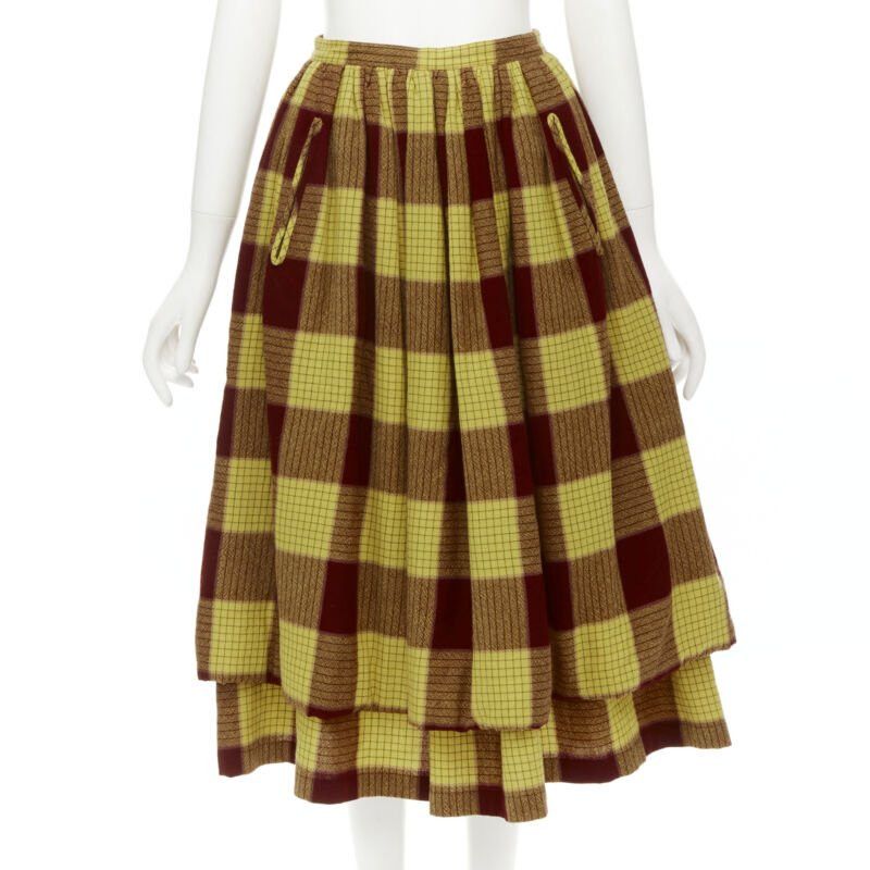 Comme des Garcons COMME DES GARCONS 1980's Vintage blue shirred stitch top layered checked skirt M Size ONE SIZE - 8 Thumbnail
