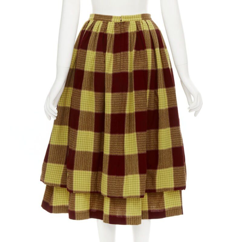 Comme des Garcons COMME DES GARCONS 1980's Vintage blue shirred stitch top layered checked skirt M Size ONE SIZE - 9 Thumbnail
