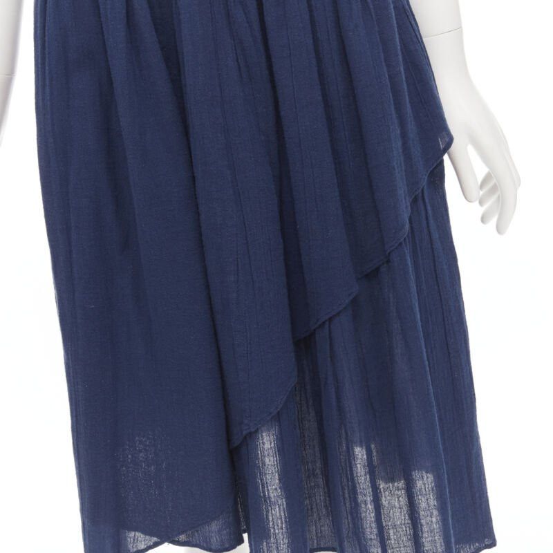 Comme des Garcons COMME DES GARCONS Vintage 1980's blue crinkled asymmetric waterfall draped skirt Size 26" / US 2 / IT 38 - 2 Thumbnail