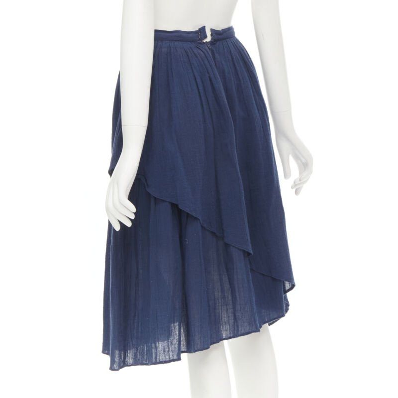 Comme des Garcons COMME DES GARCONS Vintage 1980's blue crinkled asymmetric waterfall draped skirt Size 26" / US 2 / IT 38 - 6 Thumbnail