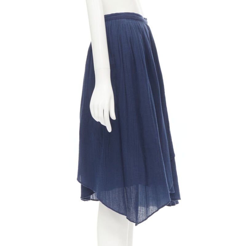 Comme des Garcons COMME DES GARCONS Vintage 1980's blue crinkled asymmetric waterfall draped skirt Size 26" / US 2 / IT 38 - 4 Thumbnail