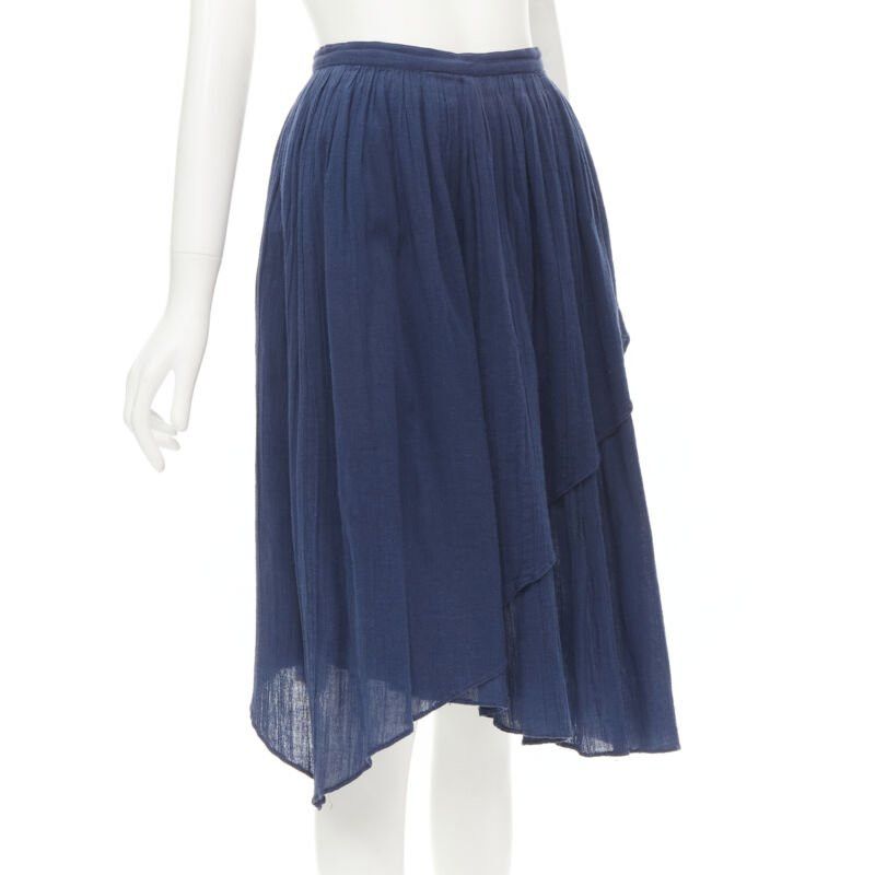 Comme des Garcons COMME DES GARCONS Vintage 1980's blue crinkled asymmetric waterfall draped skirt Size 26" / US 2 / IT 38 - 3 Thumbnail
