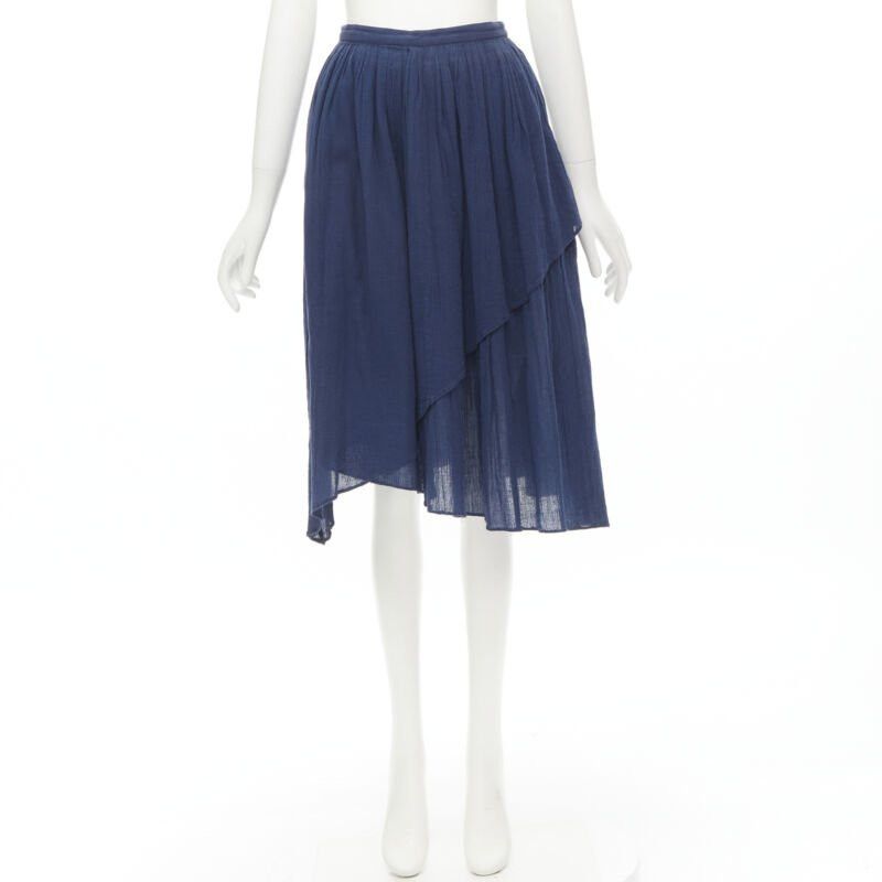Comme des Garcons COMME DES GARCONS Vintage 1980's blue crinkled asymmetric waterfall draped skirt Size 26" / US 2 / IT 38 - 10 Thumbnail