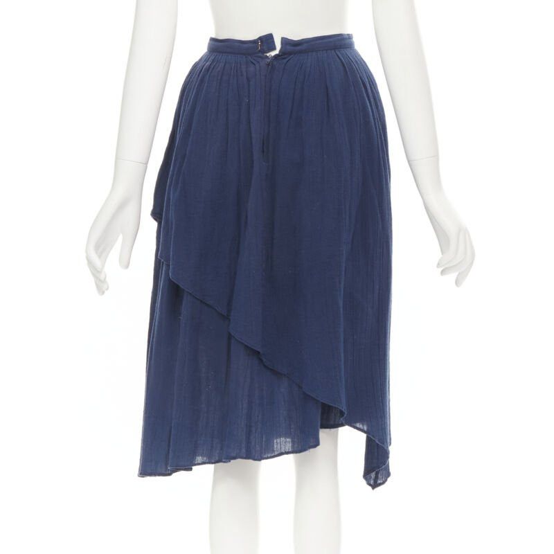 Comme des Garcons COMME DES GARCONS Vintage 1980's blue crinkled asymmetric waterfall draped skirt Size 26" / US 2 / IT 38 - 5 Thumbnail