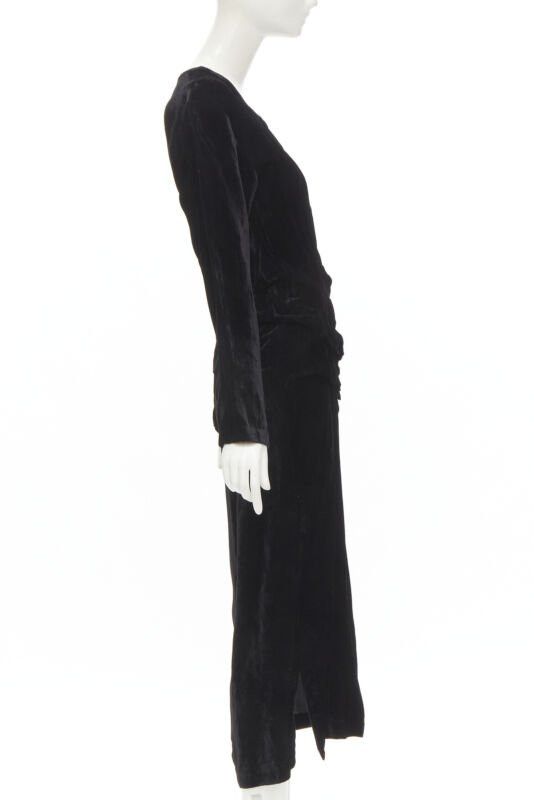Comme des Garcons COMME DES GARCONS 1980's Vintage black velvet irregular shirred midi dress M Size M / US 6-8 / IT 42-44 - 4 Thumbnail