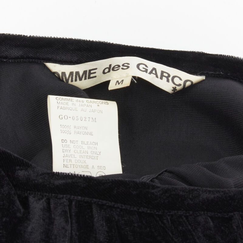 Comme des Garcons COMME DES GARCONS 1980's Vintage black velvet irregular shirred midi dress M Size M / US 6-8 / IT 42-44 - 9 Thumbnail