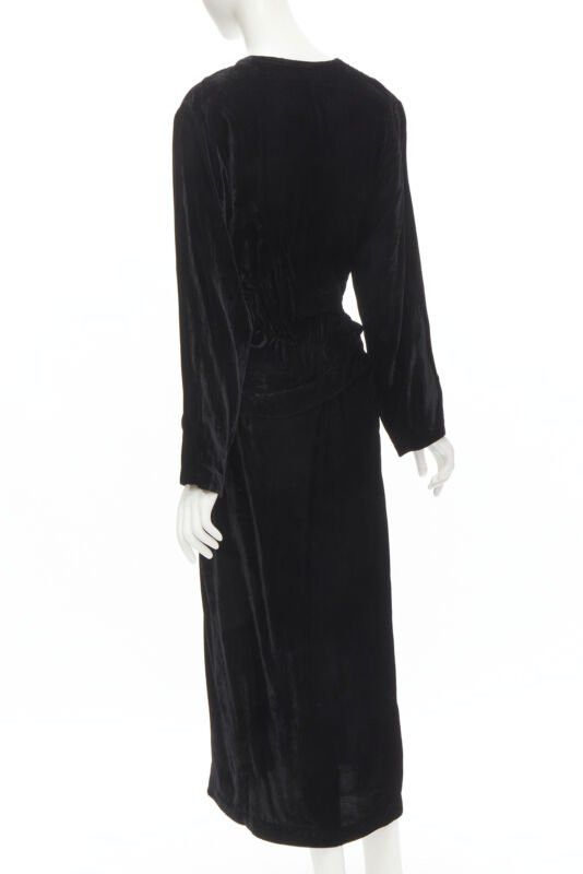 Comme des Garcons COMME DES GARCONS 1980's Vintage black velvet irregular shirred midi dress M Size M / US 6-8 / IT 42-44 - 6 Thumbnail