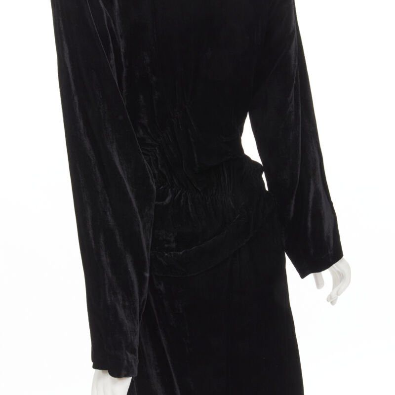 Comme des Garcons COMME DES GARCONS 1980's Vintage black velvet irregular shirred midi dress M Size M / US 6-8 / IT 42-44 - 8 Thumbnail
